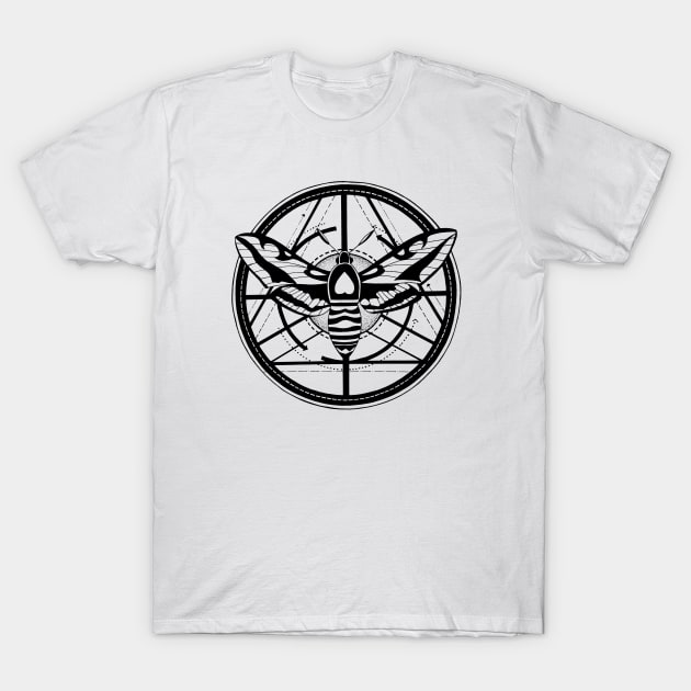 Moth totem geometrical design | Ink tattoo style T-Shirt by ZuskaArt